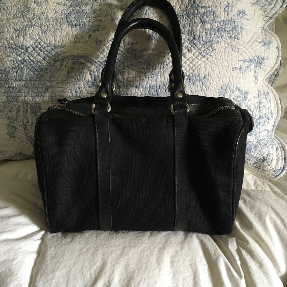 A.P.C. Black Leather + Canvas Speedy Bag